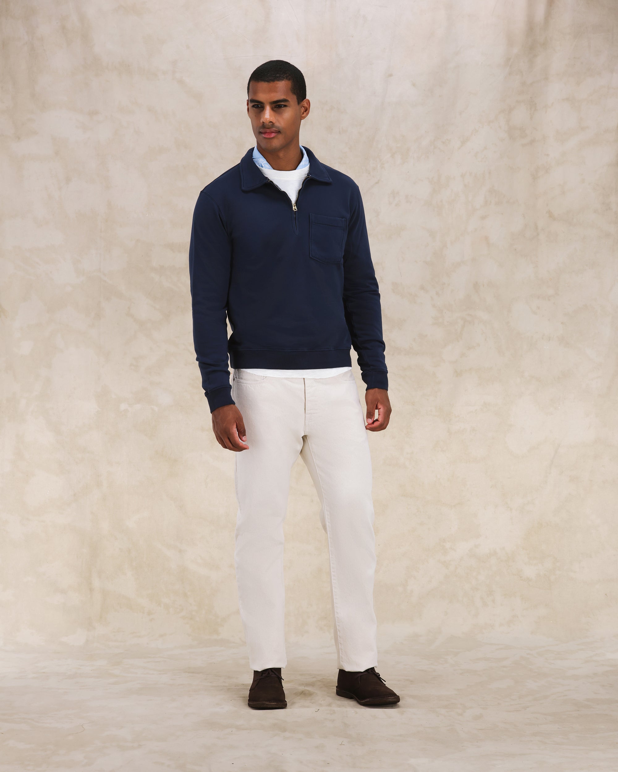Yale Felpa In Cotone Felpato Con Colletto E Zip