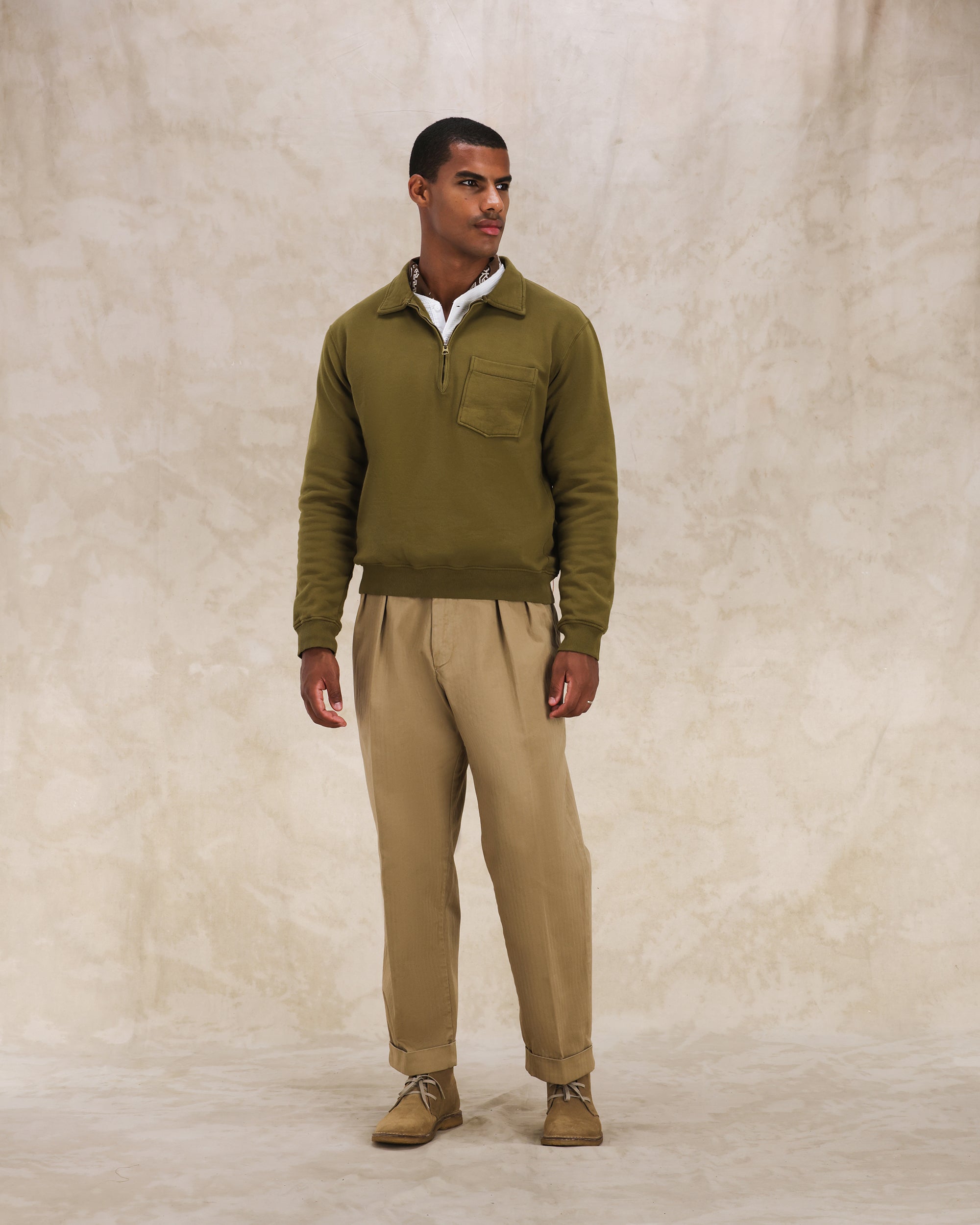 Yale Fleece Jersey Quarter Zip Collared Sweatshirt