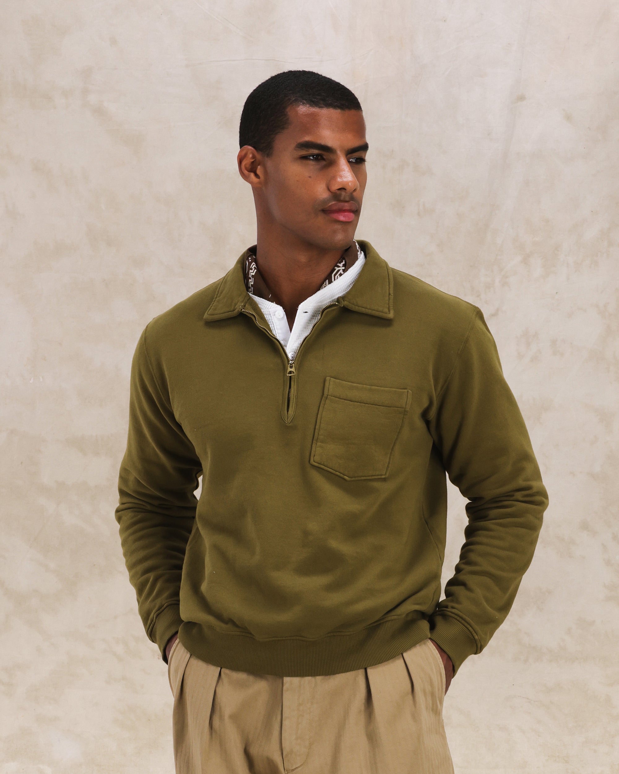 Yale Fleece Jersey Quarter Zip Collared Sweatshirt