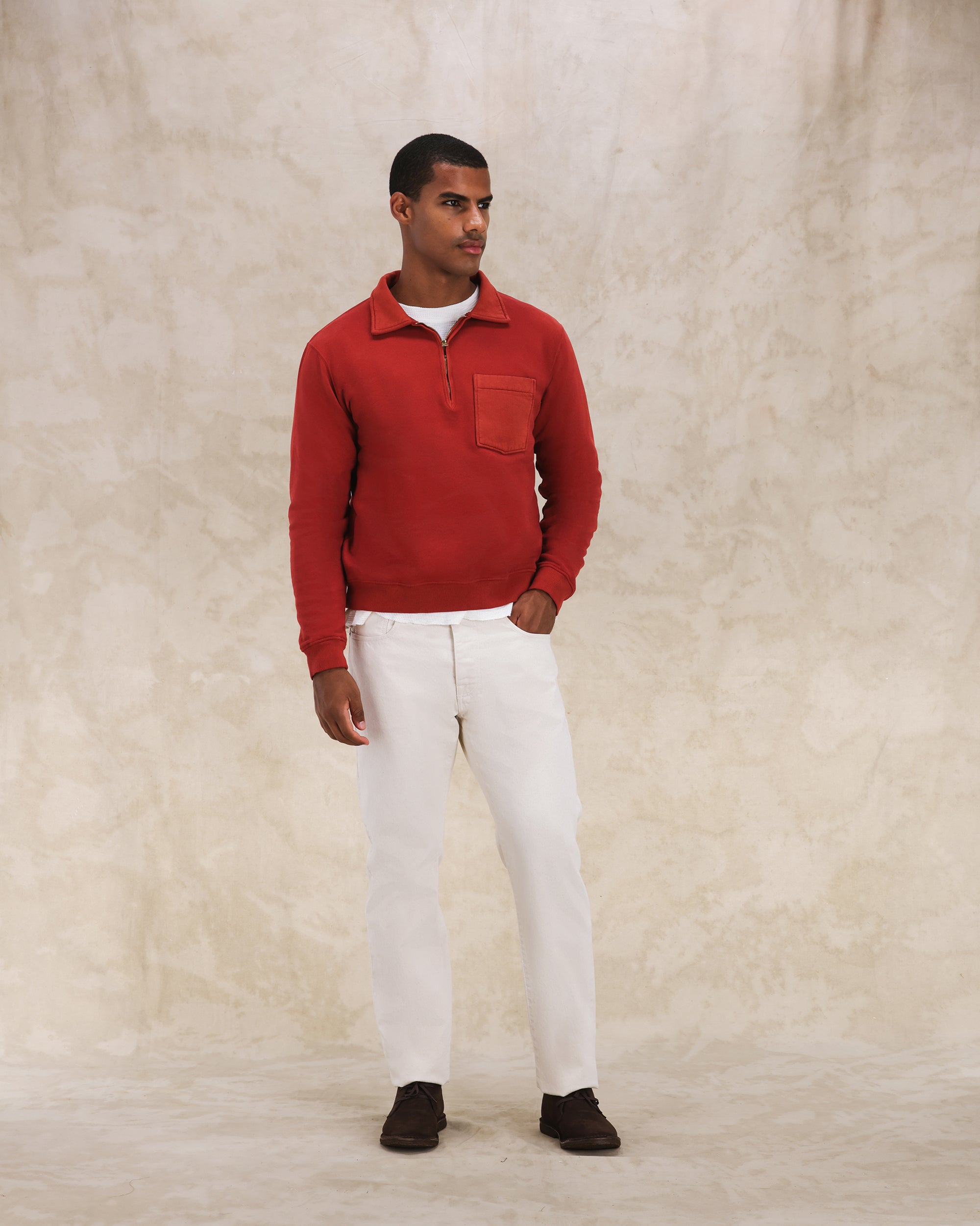 Yale Fleece Jersey Quarter Zip Collared Sweatshirt