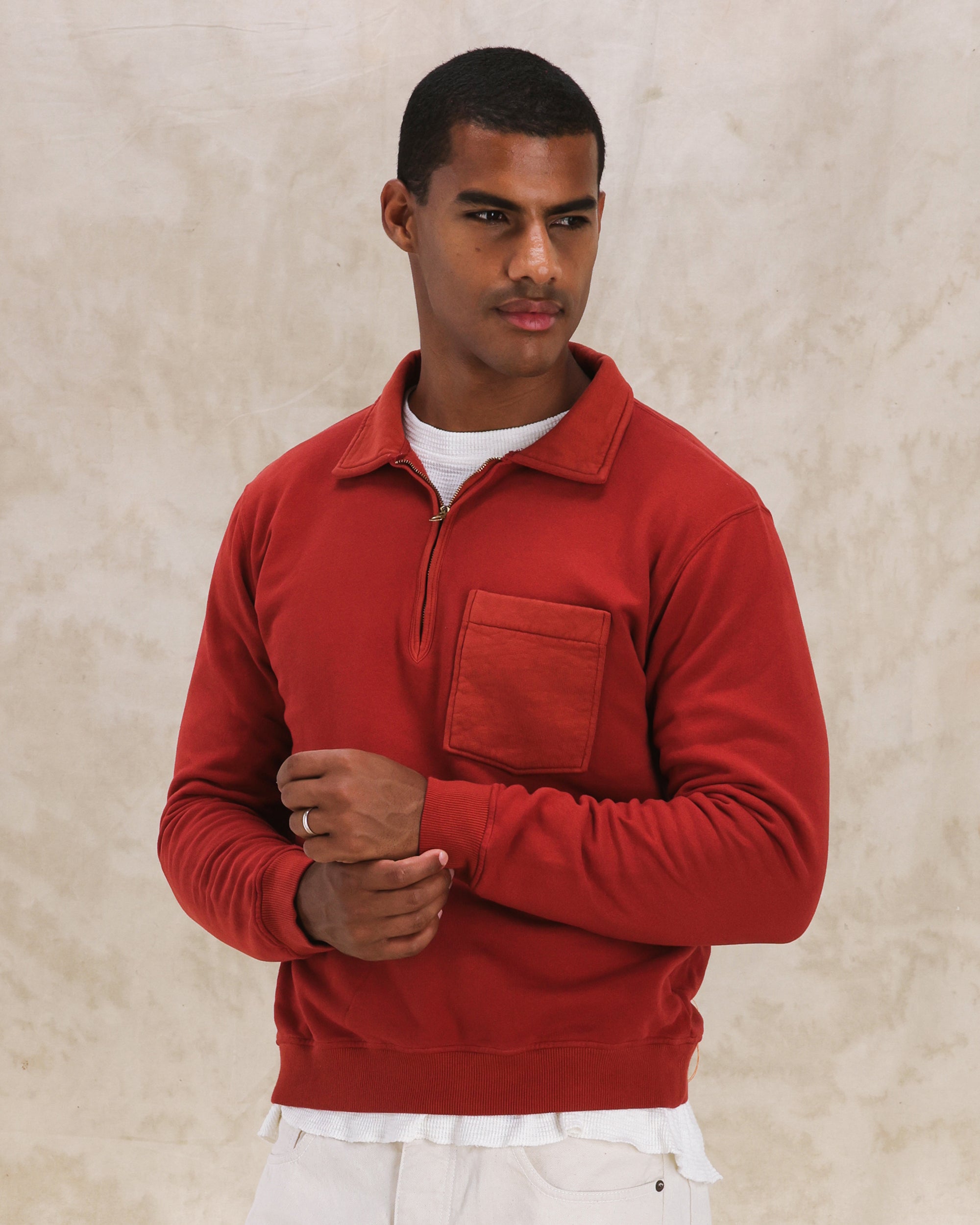 Yale Fleece Jersey Quarter Zip Collared Sweatshirt