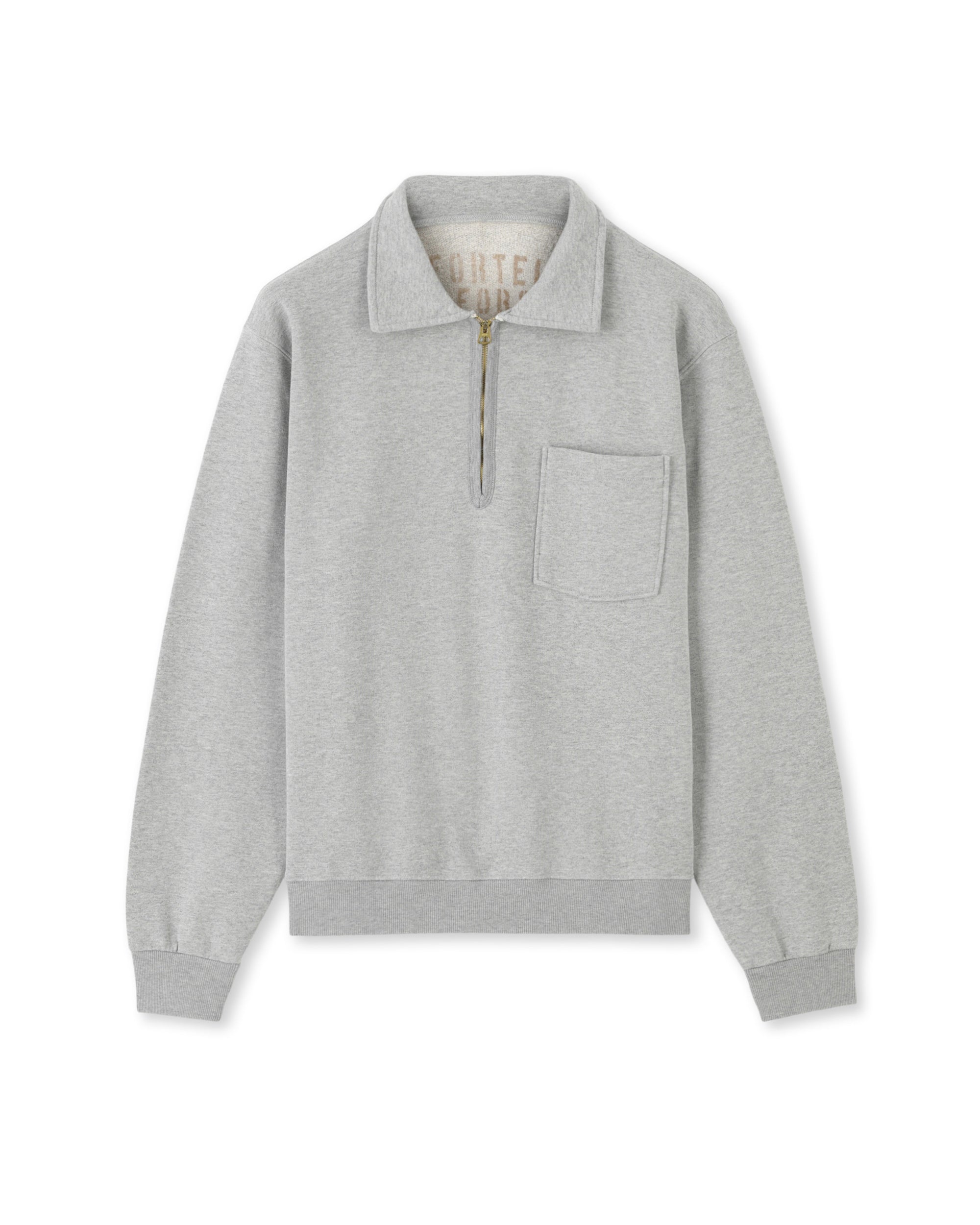 Yalep Brushed Jersey Quarter Zip Collared Sweatshirt