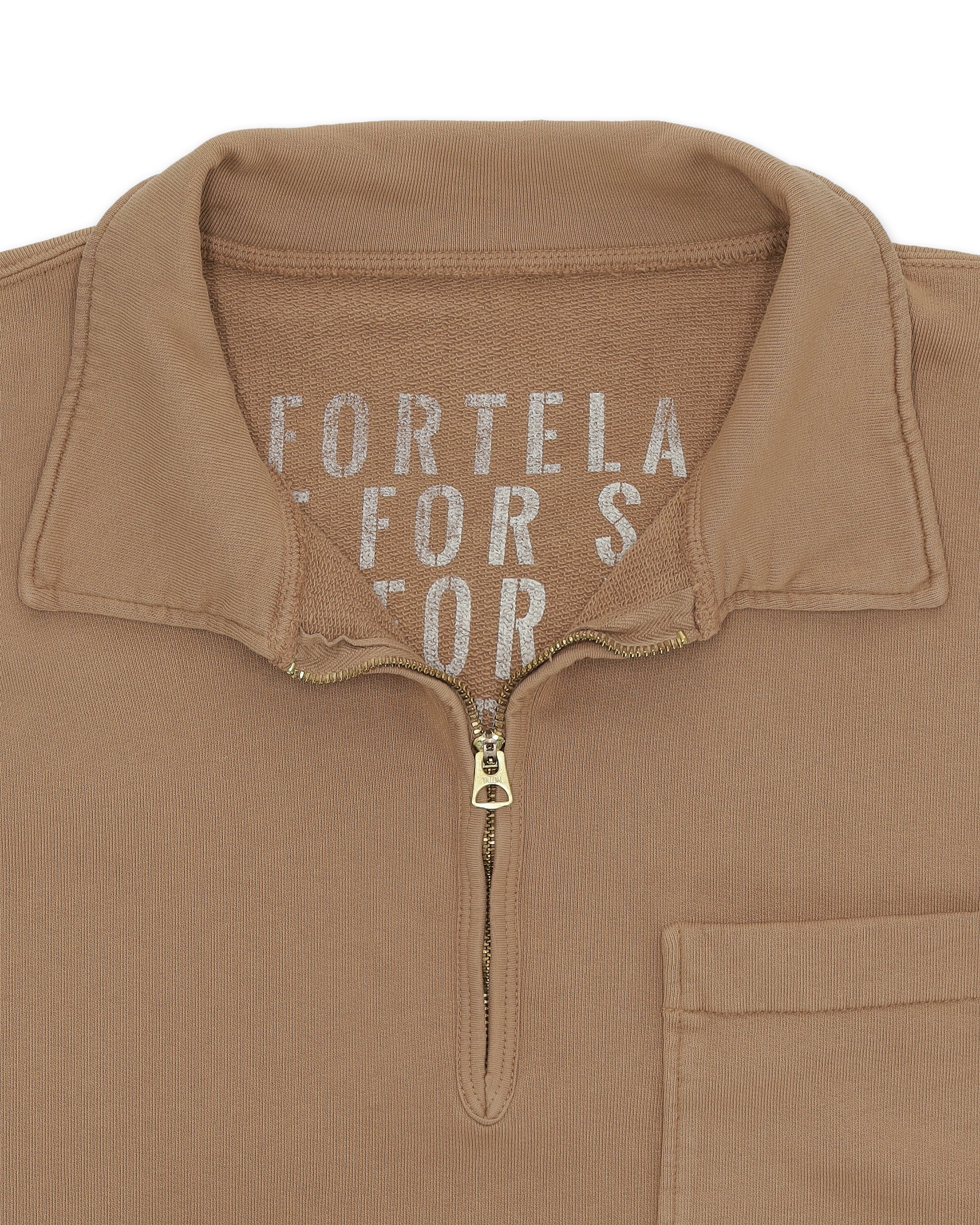 Yalep Brushed Jersey Quarter Zip Collared Sweatshirt