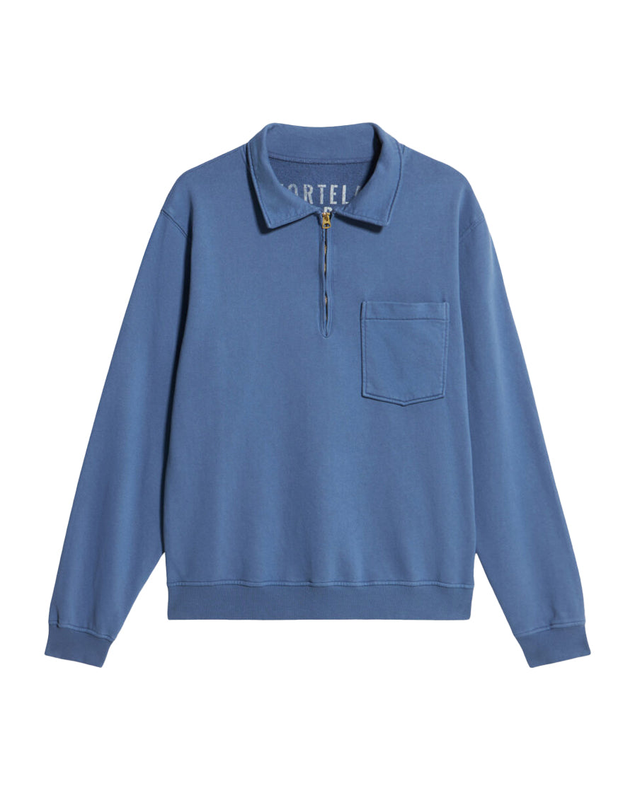 Yalep Brushed Jersey Quarter Zip Collared Sweatshirt