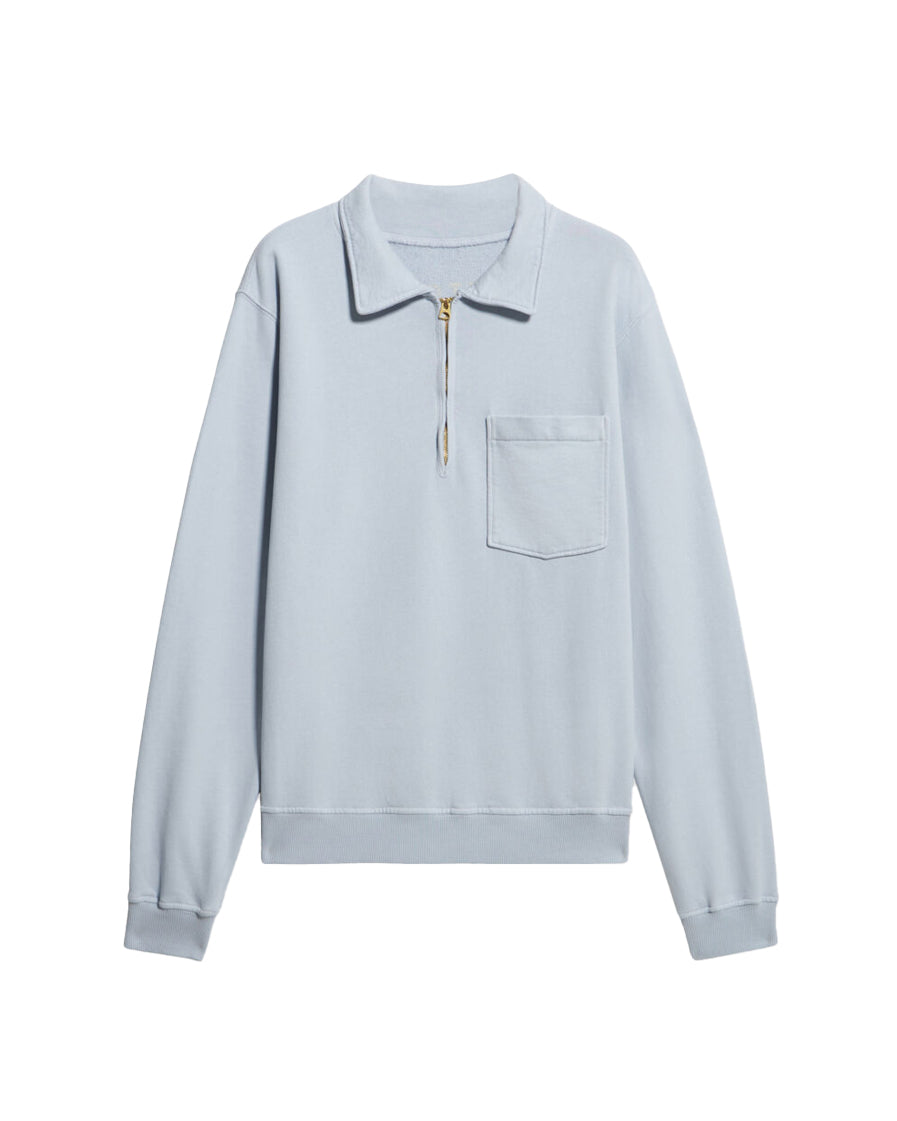 Yalep Brushed Jersey Quarter Zip Collared Sweatshirt