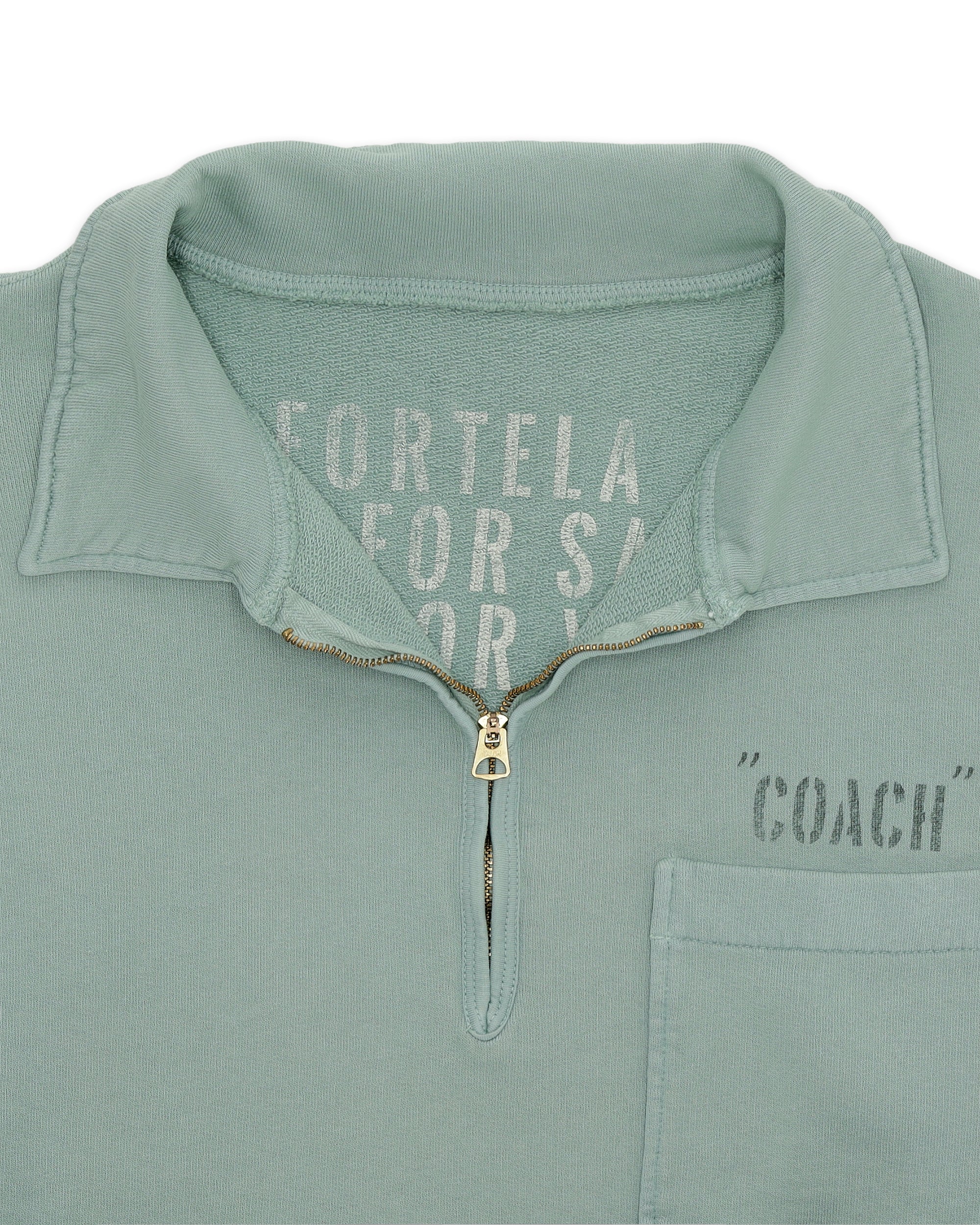 Yalepcoach Brushed Jersey Quarter Zip Collared Printed Sweatshirt