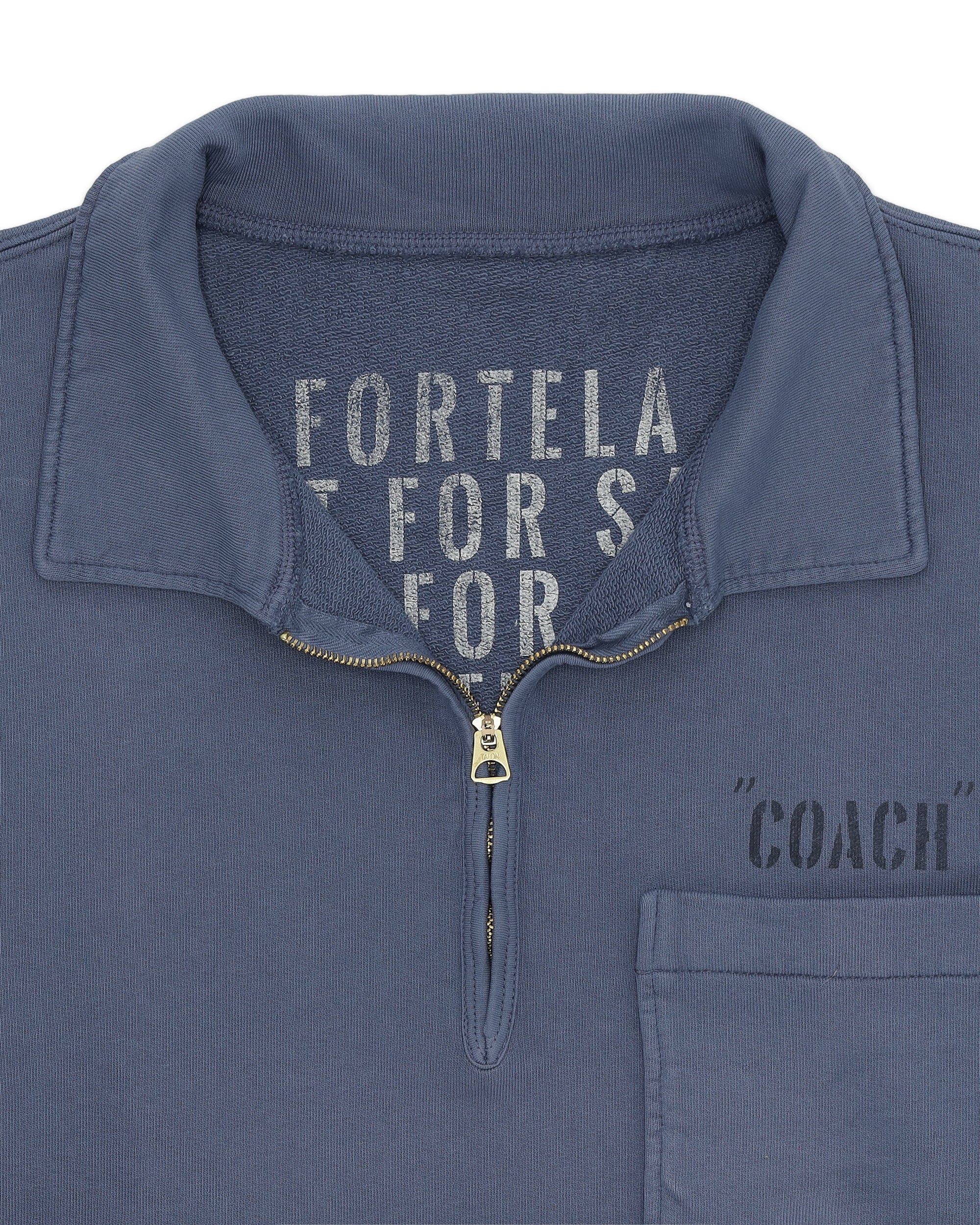 Yalepcoach Brushed Jersey Quarter Zip Collared Printed Sweatshirt