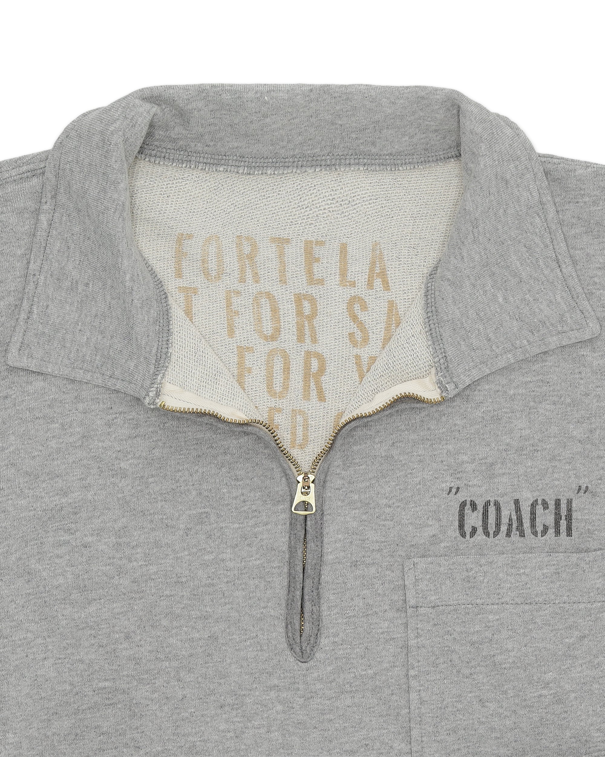 Yalepcoach Brushed Jersey Quarter Zip Collared Printed Sweatshirt
