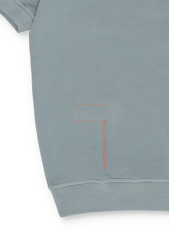 Yalepm Brushed Jersey Quarter Zip Collared Short Sleeve Sweatshirt