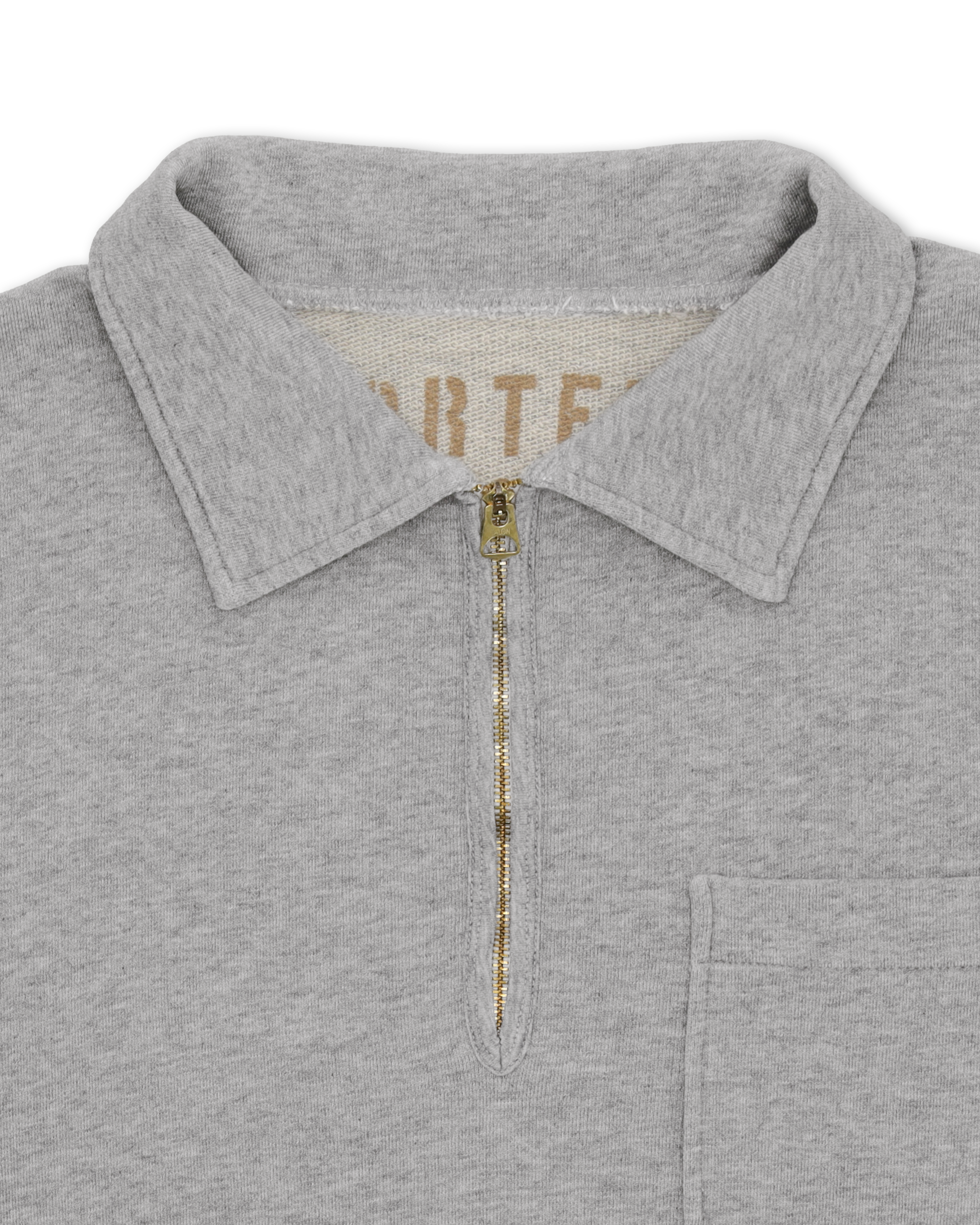 Yalepm Brushed Jersey Quarter Zip Collared Short Sleeve Sweatshirt