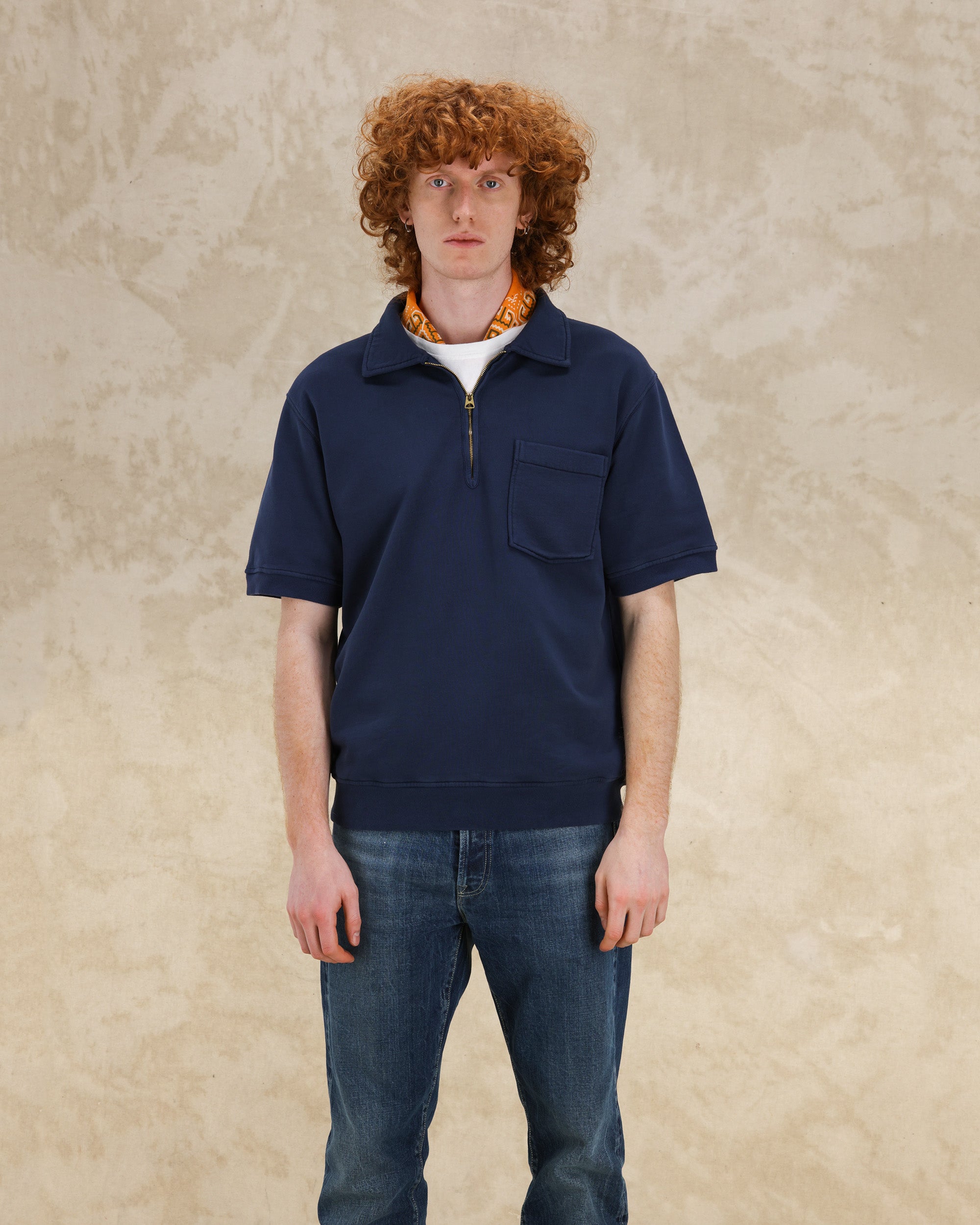 Yalepm Polo In Jersey Garzato Con Zip a Maniche Corte