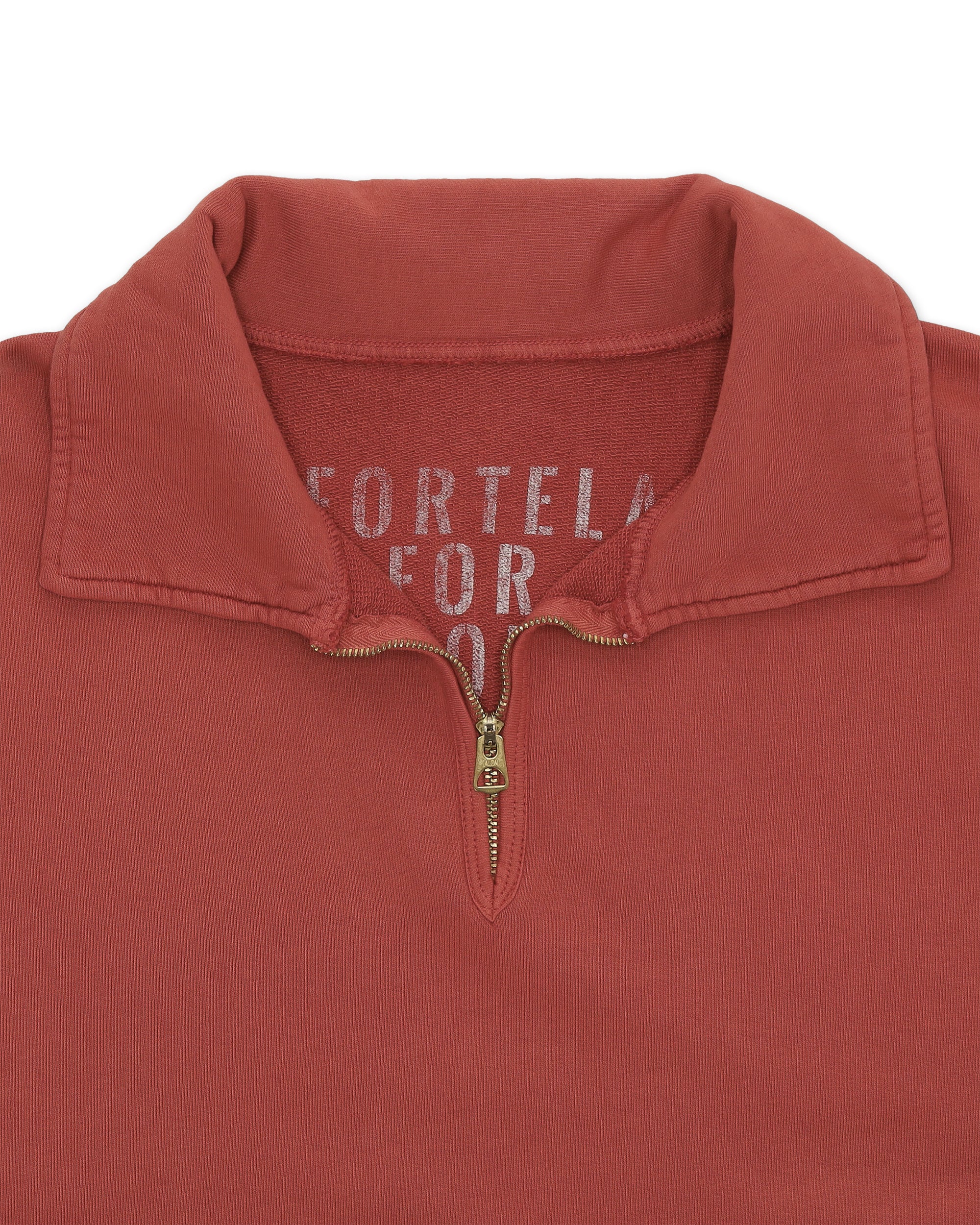 York Brushed Jersey Quarter Zip Collared Short Sleeve Sweatshirt