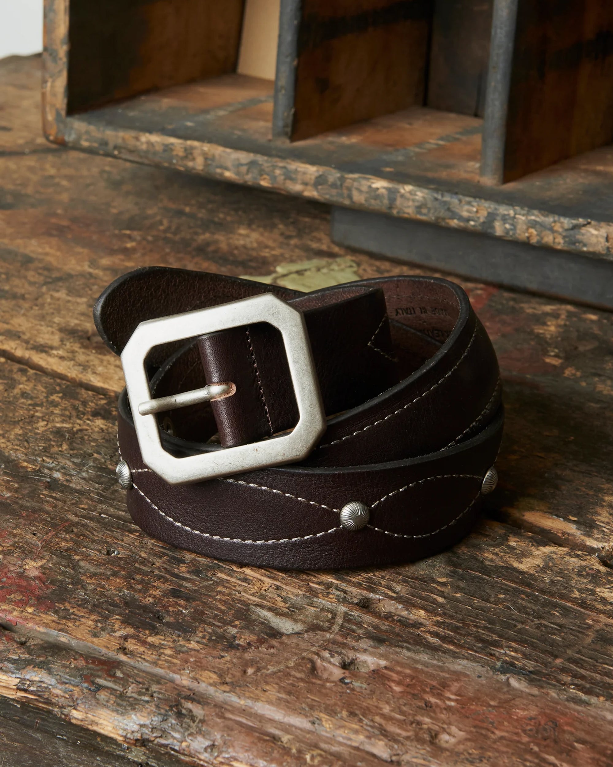 Oregon Leather Belt with Squared Buckle