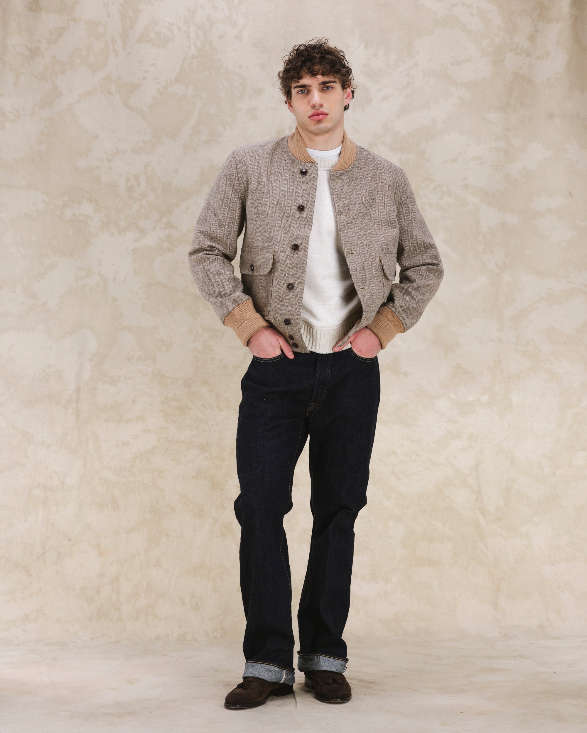 Cruiser Herringbone Wool Bomber 