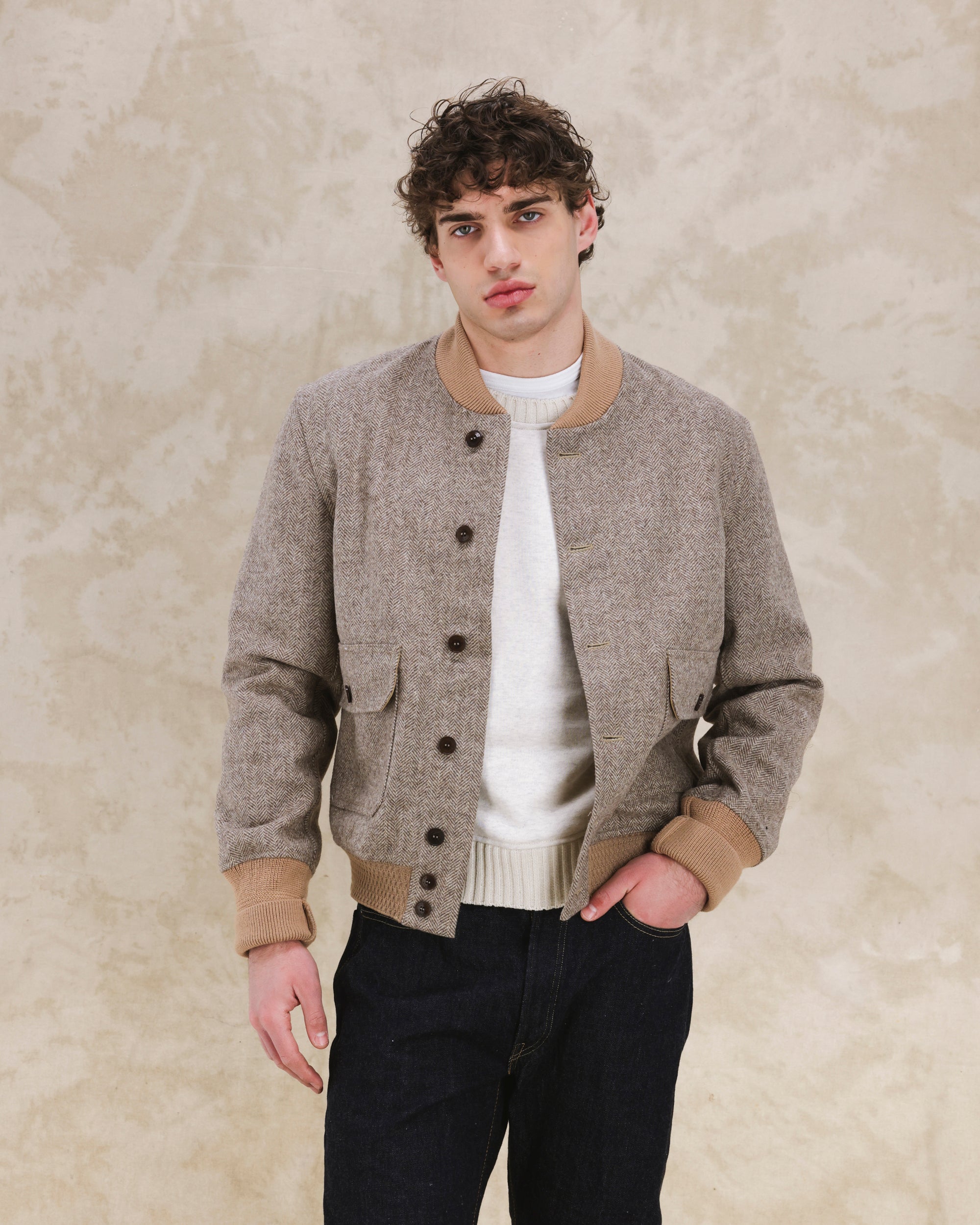 Cruiser Herringbone Wool Bomber 