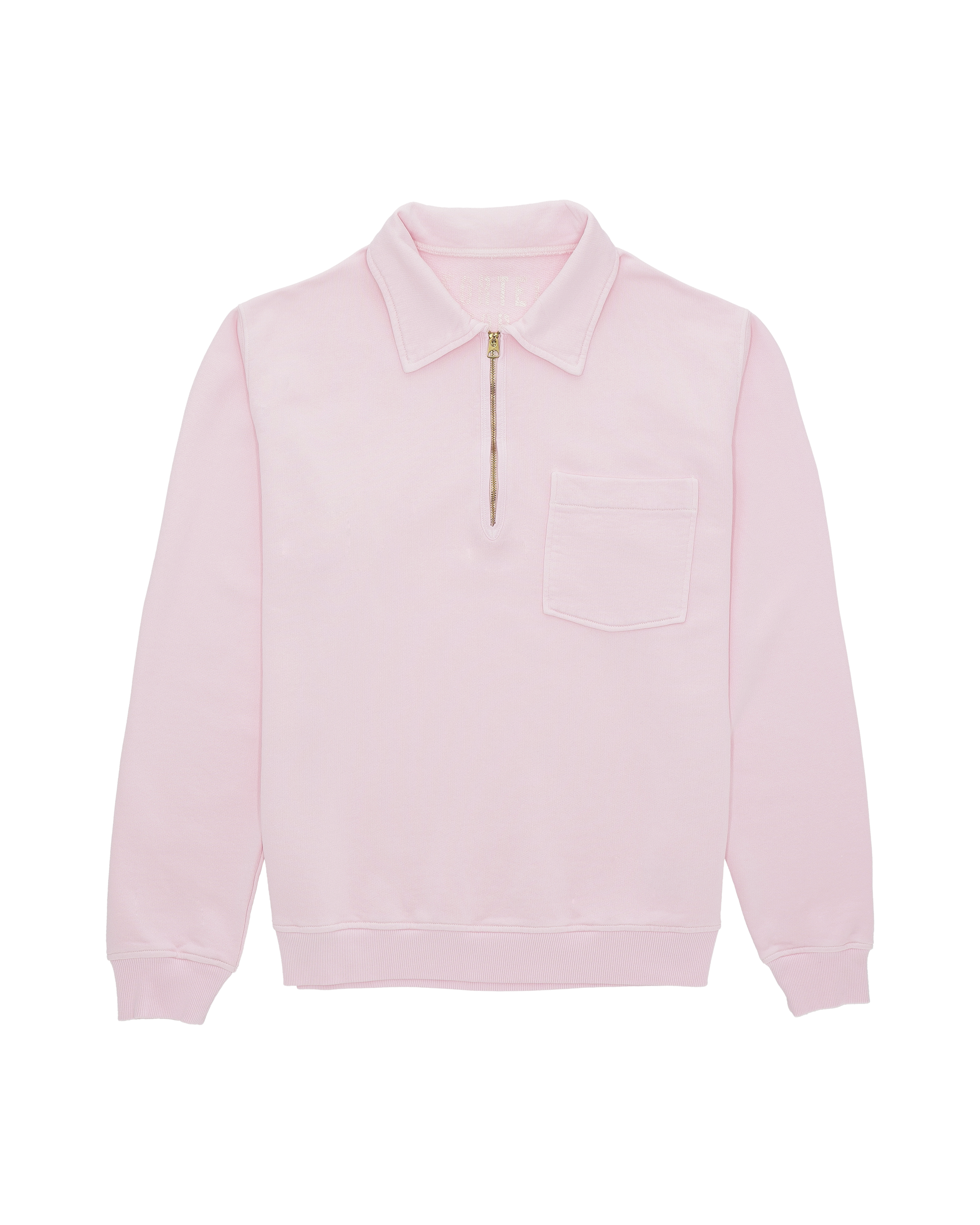 Yalep Brushed Jersey Quarter Zip Collared Sweatshirt