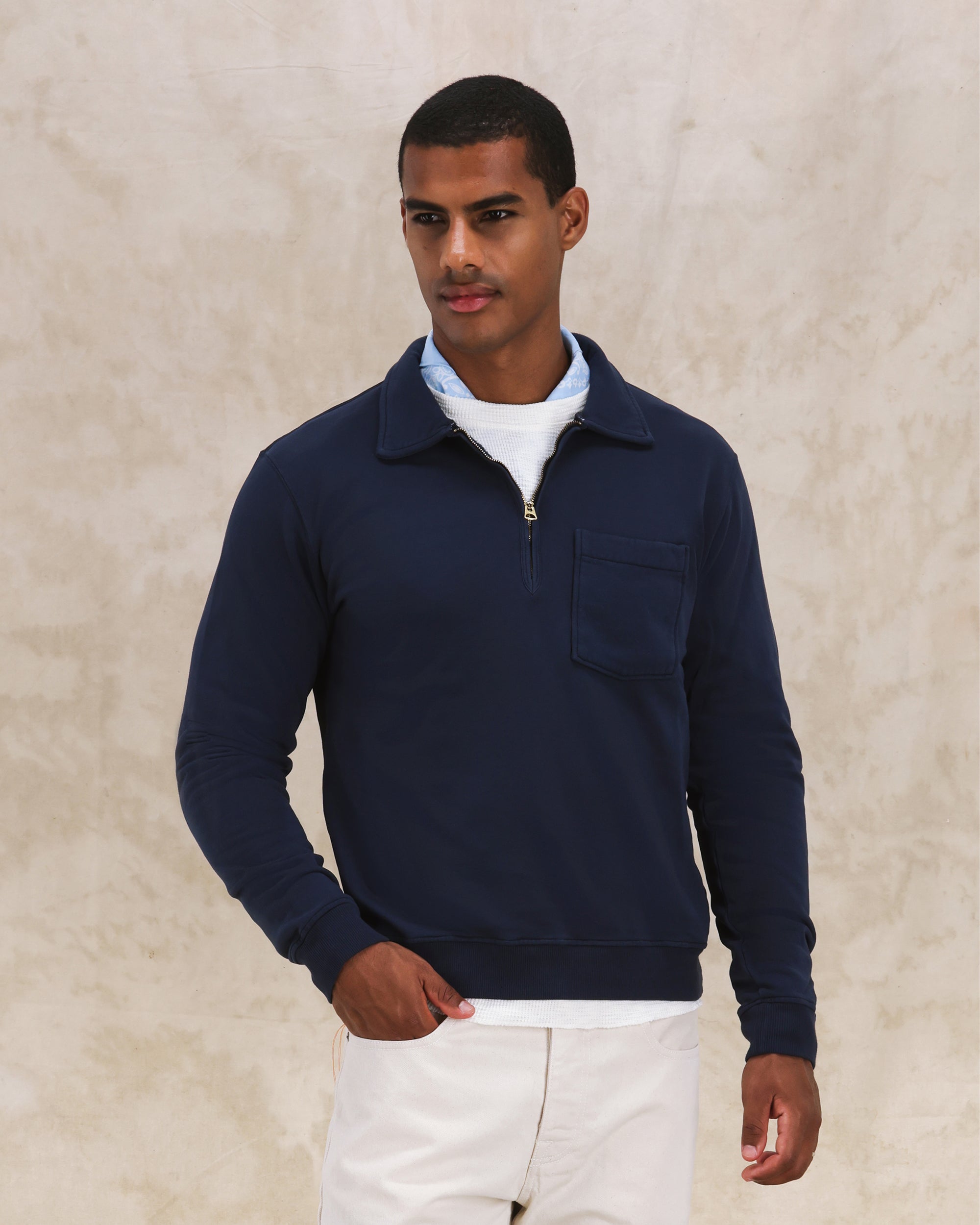 Yale Felpa In Cotone Felpato Con Colletto E Zip