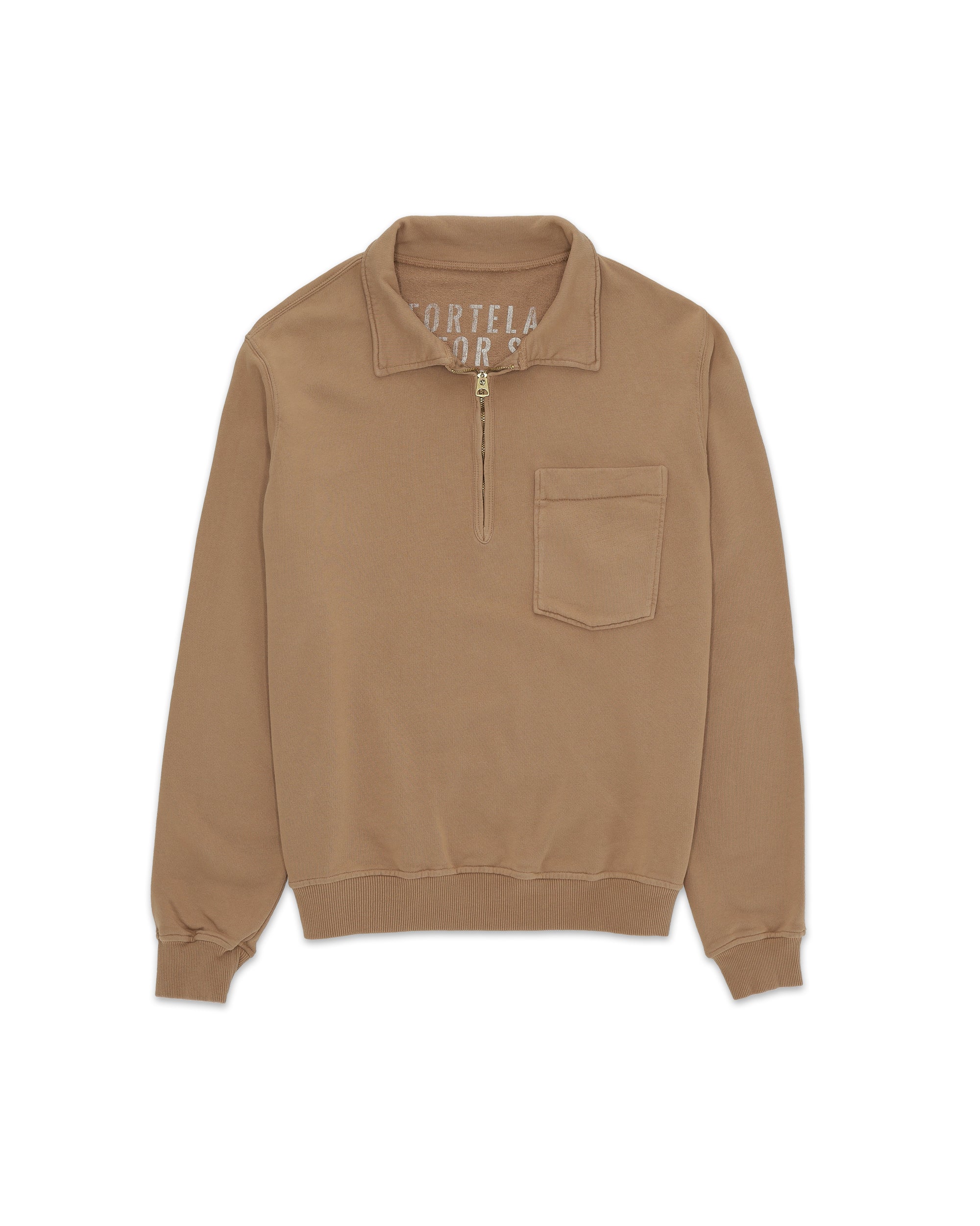 Yalep Brushed Jersey Quarter Zip Collared Sweatshirt
