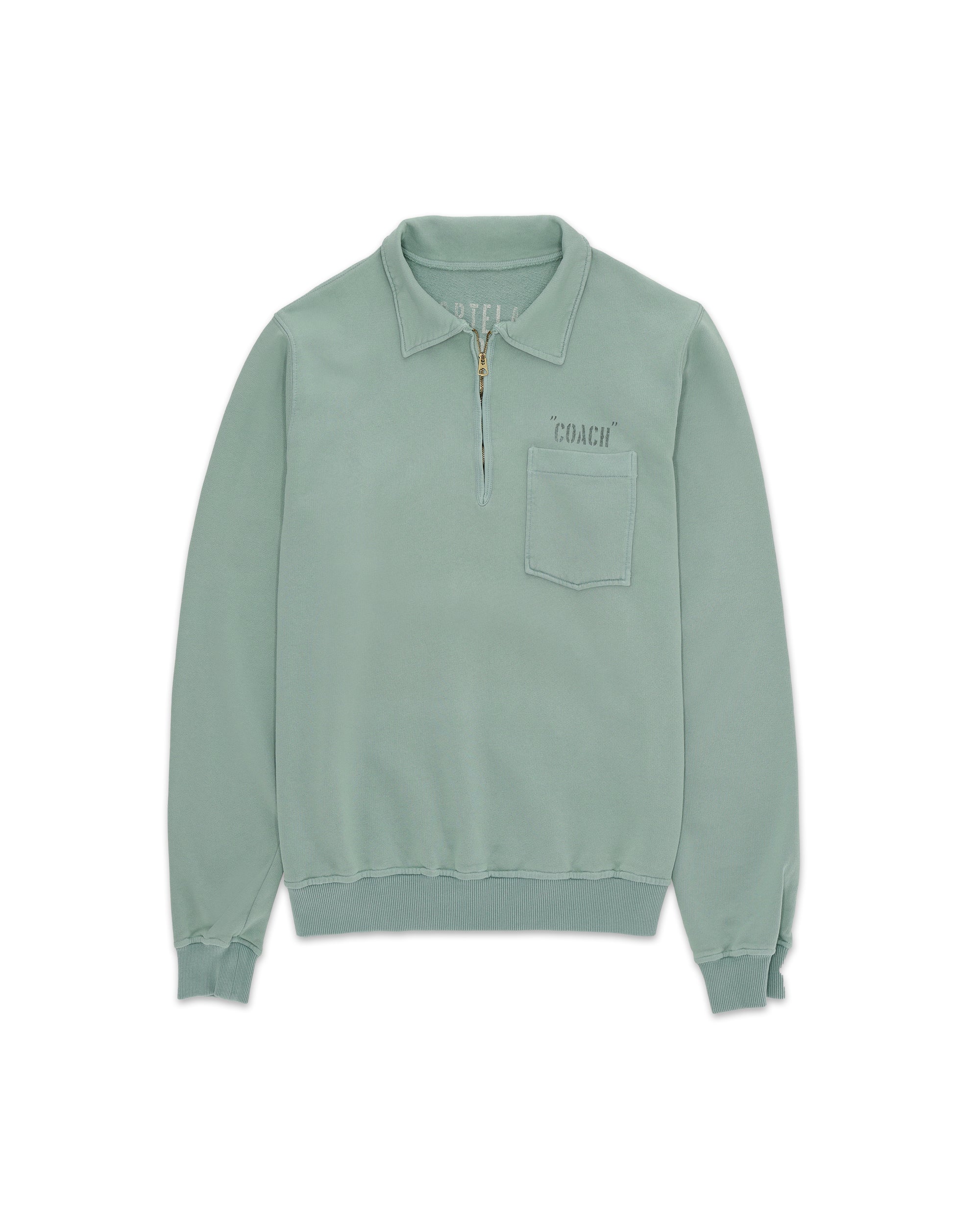 Yalepcoach Brushed Jersey Quarter Zip Collared Printed Sweatshirt