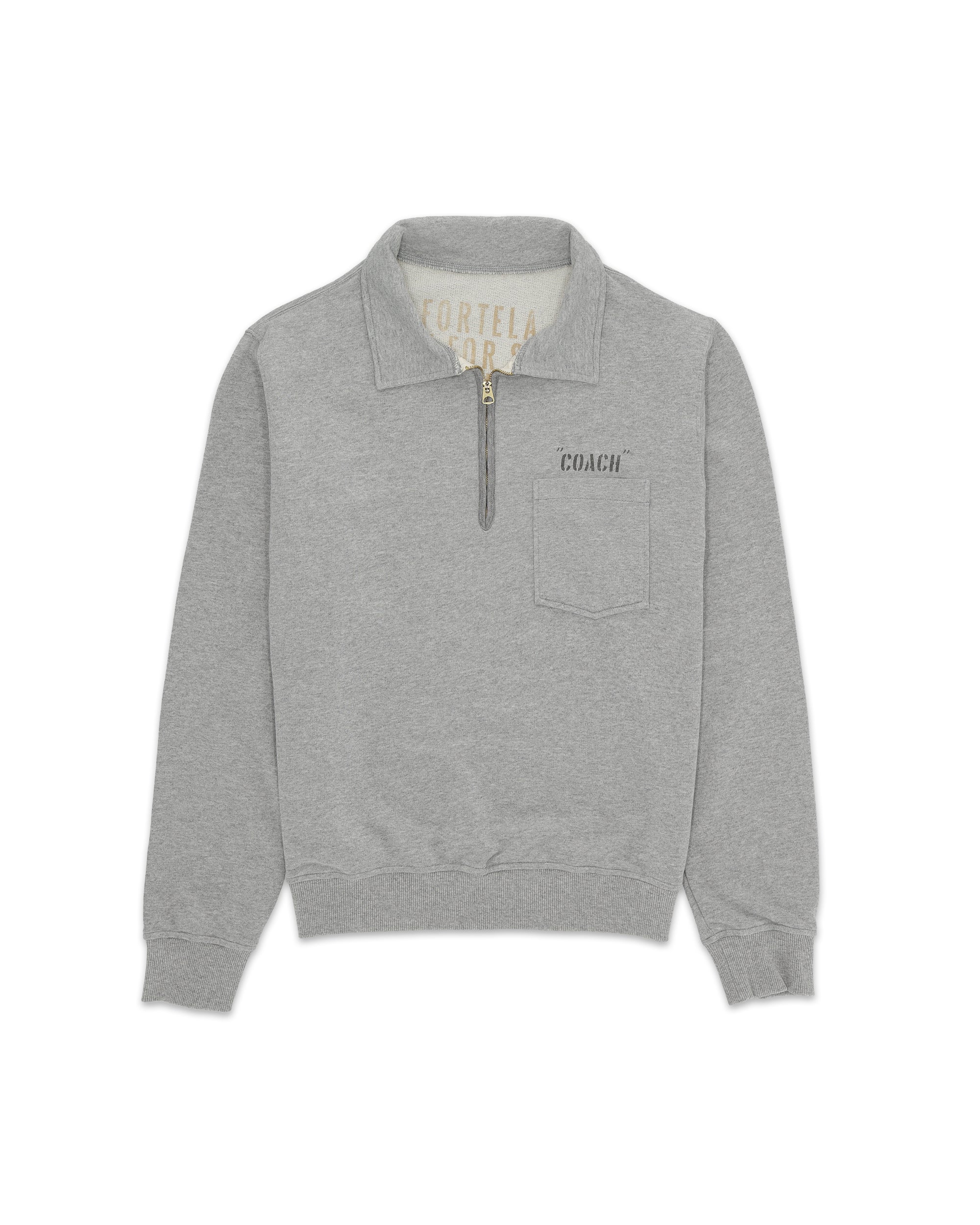 Yalepcoach Brushed Jersey Quarter Zip Collared Printed Sweatshirt