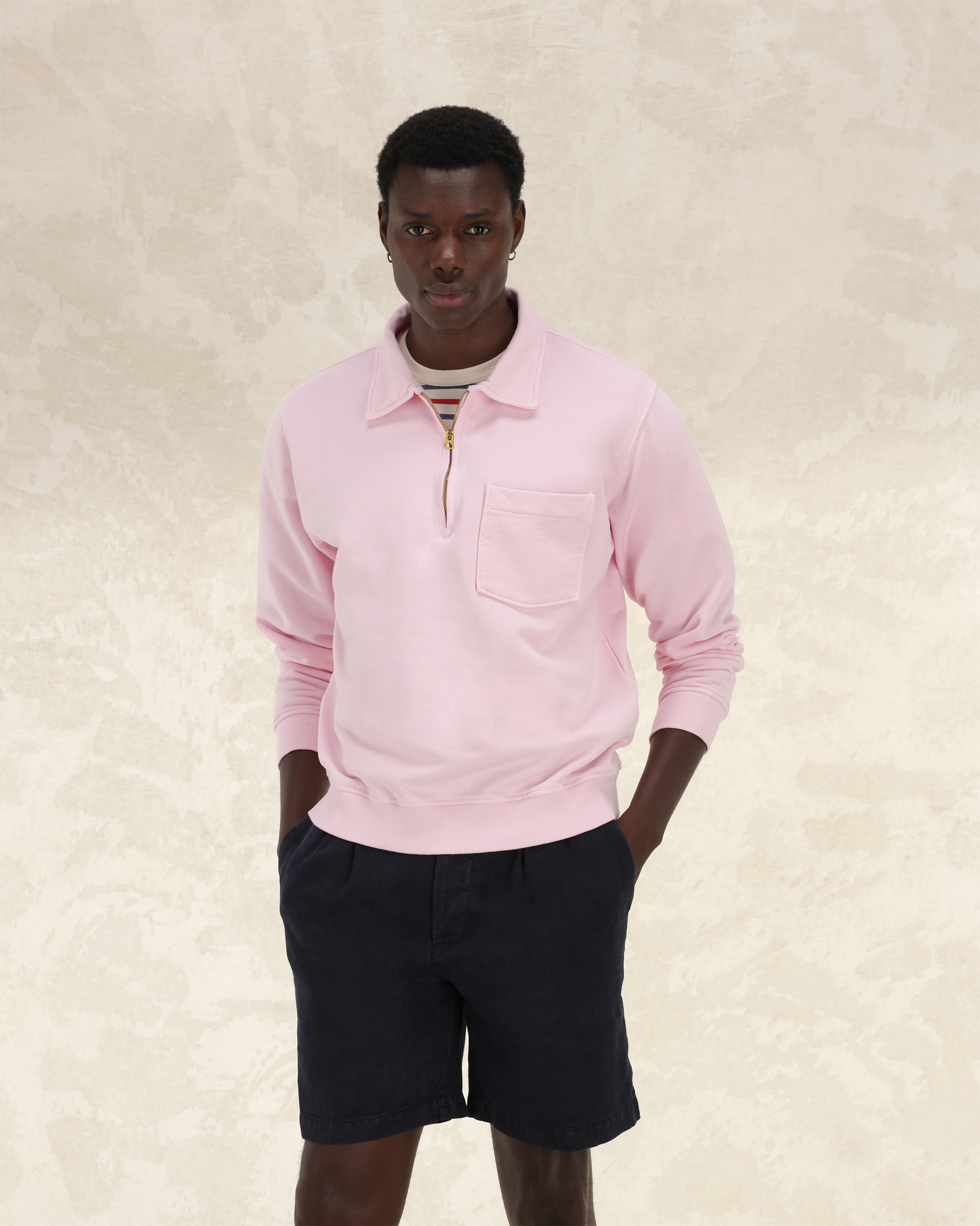 Yale Felpa In Jersey Garzato Con Colletto E Zip