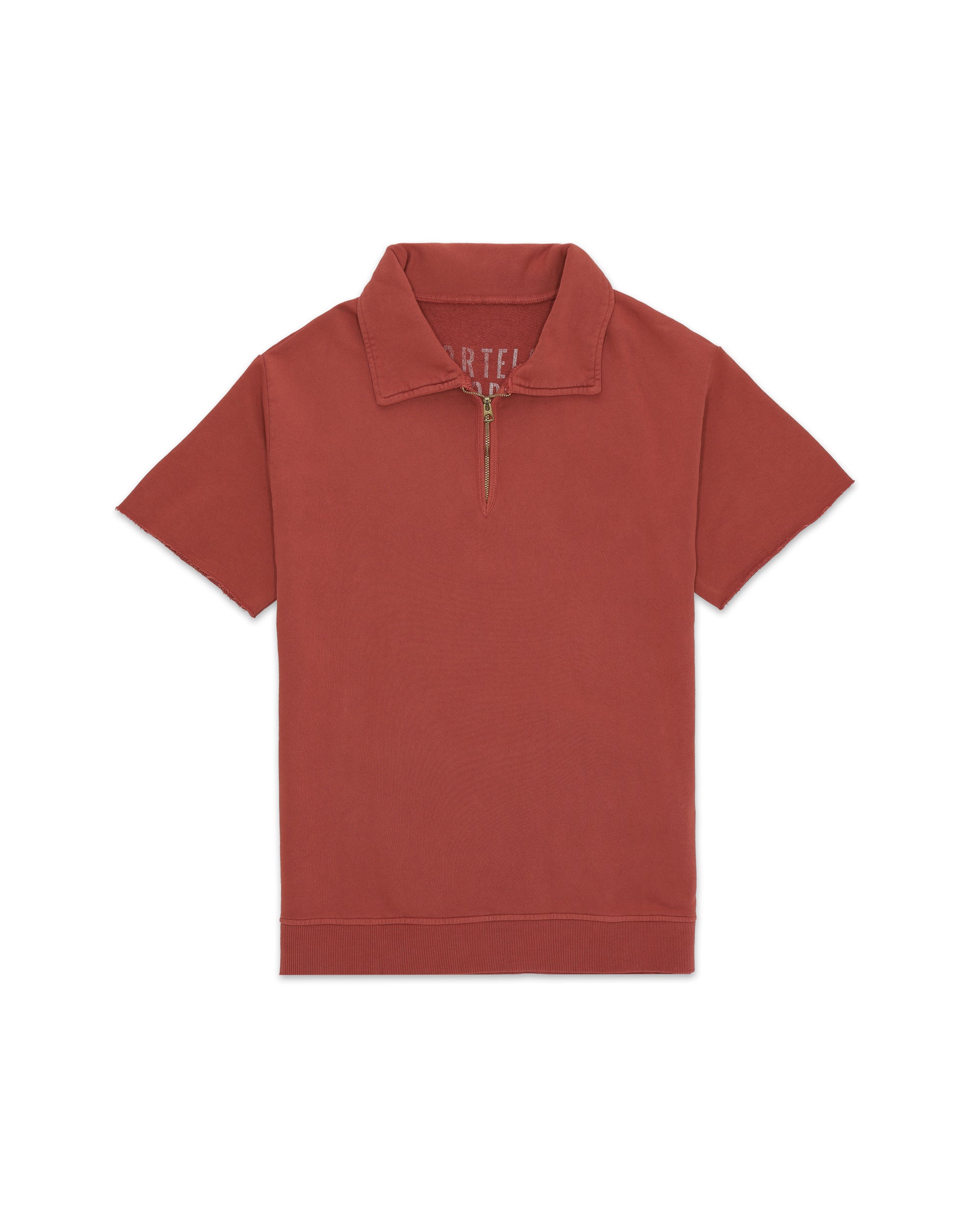 York Brushed Jersey Quarter Zip Collared Short Sleeve Sweatshirt